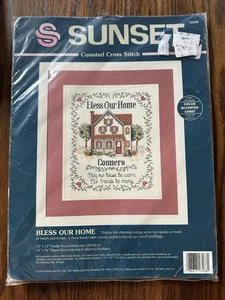 Neu Sunset Dimensions Bless Our Home Counted Cross Stitch Sampler Kit 13588 - Bild 1 von 2