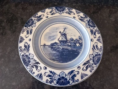 Belle assiette décorative en faïence Blue Delft peinte à la main diam 26,5 cm - Photo 1/2