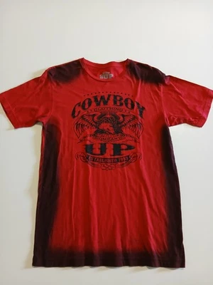 Cowboy Up Men's Graphic T-Shirt Size Large Red With Black Accent With Eagle - Image 1 of 4