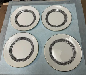 4 Wedgwood Astor Muster Salatteller 8 1/4" schwarz filigran Innenband Ring FEIN - Bild 1 von 8