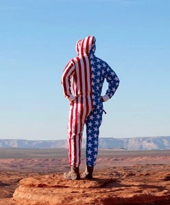 Pigiama tuta Tipsy Elves taglia XL con cappuccio bandiera patriottica americana USA - Foto 1 di 6