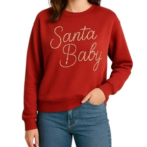 Philosophy Santa Baby Women's Red Ultra Soft Holiday Sweatshirt Size M NWT - Picture 1 of 15