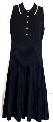 Vestido Verónica Barba Mujer Talla L Meralda Azul Marino Cuello Midi Elástico Tejido Foto 1 de 4