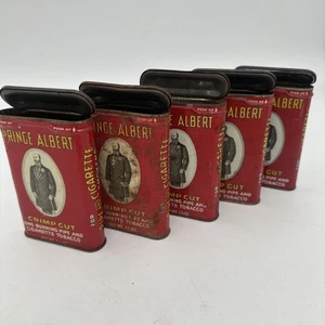 Lote DE COLECCIÓN De 5 Latas De Tabaco Prince Albert CORTE CRIMPADO VACÍAS Cuchillo Temporizador Antiguo - Imagen 1 de 10
