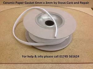 Stove Woodburner Ceramic Glass Gasket Paper 6mm Wide x 3mm Thick, Per Metre - Picture 1 of 2