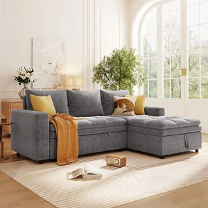 U_STYLE Soft Upholstered Sectional Sofa Bed with Storage Space, Suitable for Li - Picture 1 of 12