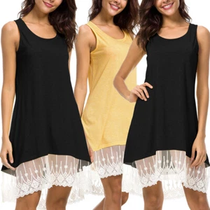 Women Summer O Neck Midi Tank Dress Ladies Casual Elastic Sleeveless Sundress US - Picture 1 of 48