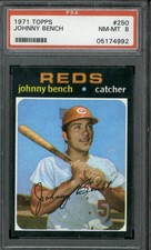 1971 Topps #250 Johnny Bench - PSA 8