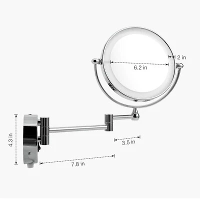 Homever Wall Mounted Makeup Mirror LED Lighted With 1x/5x Magnification.  - Image 1 of 4