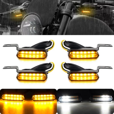 L+R LED Motocicleta Moto Fluido Señal de Giro Indicadores Luz Lámpara Ámbar 4X Foto 1 de 4