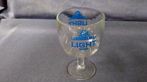 VINTAGE SCHLITZ LIGHT BEER 6'' THUMBPRINT STEMMED HEAVY GLASS GOBLET/MUG - Picture 1 of 6