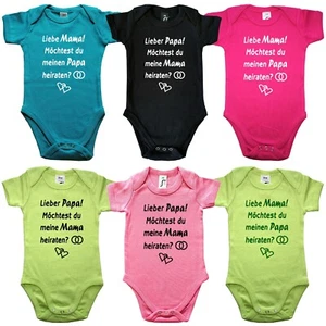 Babybody Body Papa oder Mama heiraten Heiratsantrag - Hochzeit Antrag Trauung - Bild 1 von 15