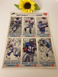 Vtg 1993 McDonald's NFL Game Day 6 Cards 1 Uncut Sheet Detroit Lions Michigan - Picture 1 of 12