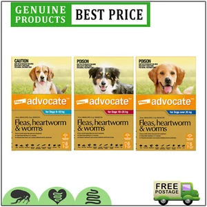 ADVOCATE Spot on Heartworm Worm and Flea treatment for Dogs 6 Doses All Sizes - Picture 1 of 5