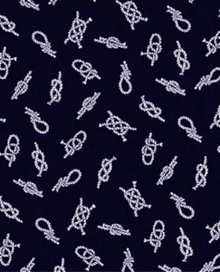 NAUTICAL Knot Fabric Sailing SHIP Sailors Knots Blue Cotton Craft Quilt DIY BTY - Picture 1 of 1