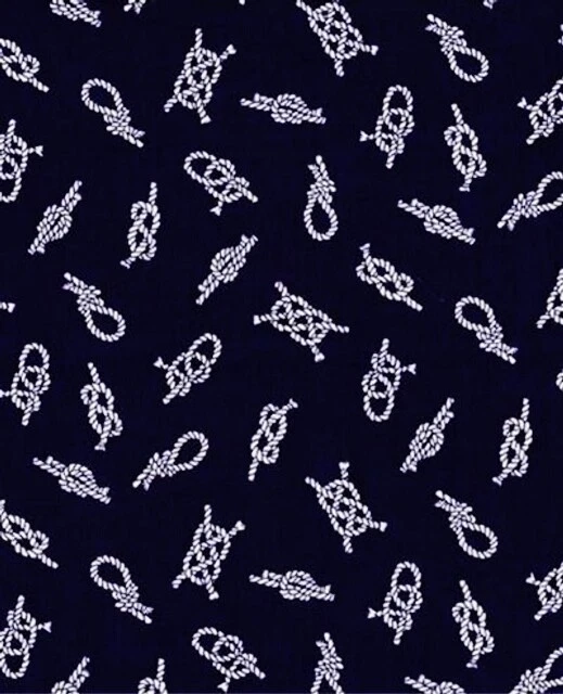 NAUTICAL Knot Fabric Sailing SHIP Sailors Knots Blue Cotton Craft Quilt DIY BTY - Image 1 of 1