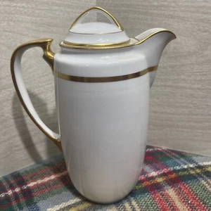 Vintage Noritake RC Coffee Pot With Lid, White Gold Trim Nippon. - Picture 1 of 6