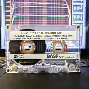 4-in-1 BASF Chromdioxid Calibration cassette tape Type II: L/R+400Hz+3kHz+15kHz - Picture 1 of 4
