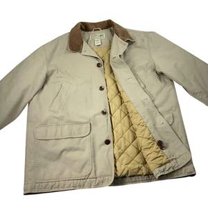 LL BEAN Barn Chore Field Jacket Mens Size XXL Quilt Lined Insulated Coat Beige - Picture 1 of 8