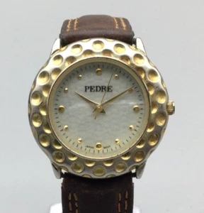 Pedre Golf Watch Unisex 33mm White Dimple Ball Dial Leather Band New Battery - Picture 1 of 15