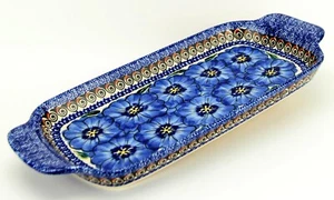 Polish Pottery 13" Long and 6" Wide Tray from Zaklady Boleslawiec Unikat Pattern - Picture 1 of 4
