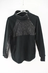 Abercrombie & Fitch Womens Black Asymmetrical Snap-Up Fleece Pullover Size M - Picture 1 of 6