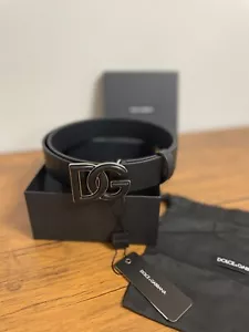 Dolce & Gabbana Mens Logo 'DG' Buckle Leather Belt ( Retail $590) Size 90cm-36in - Picture 1 of 2