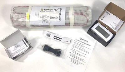 Sistema de calefacción por suelo radiante alfombrilla eléctrica azulejo calefacción cálida 120 V termosta 40 pies cuadrados Foto 1 de 4