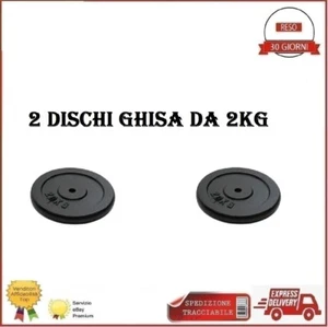 2 Dischi Ghisa Per Manubri Bilancieri Foro Ø25 kG 4 Pesi Palestra Fitness Panca - Foto 1 di 1