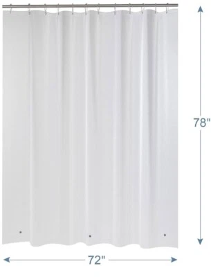 White Shower Curtain Liner 72 x 78 Long Plastic Liner PEVA Bathroom Waterproof - Image 1 of 4