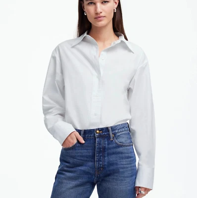 Madewell x Alexa Chung Shirt Womens L White Poplin Button Up Classic Preppy NWT - Image 1 of 4