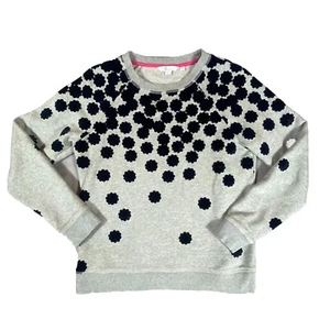 Boden Sweater XS Gray & Black Velvet Floral Accents Pullover Crew Cottage - Picture 1 of 8