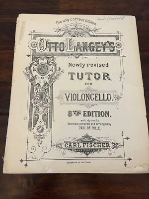 Antique Otto Langey's Tutor for Violoncello 8th Edition : 1891 PB Sheet Music - Image 1 of 4