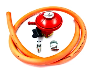 LPG 27mm Propane 37mbar Clip On Regulator With 1 Metre Hose Pipe & 2 Clips - Picture 1 of 7