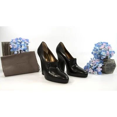 Botín Bottega Veneta Tejido Cuero Negro Tacones Altos Talla 39 Nuevo en Caja Foto 1 de 4