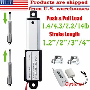 Mini Micro Electric Linear Actuator Stroke 1.2" 2" 3" 4" 12V High Speed 6"/sec - Picture 1 of 44
