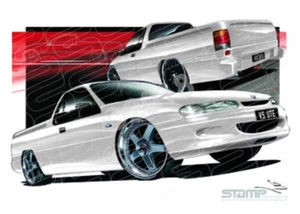 HOLDEN VS SS UTE WHITE A2 FRAMED PRINT (HC11A) - Picture 1 of 1