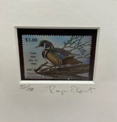 Hunting Stamp Holly Swamp 1983 MD. Migratory Waterfowl Signed 51/100 Roger Lent - Image 1 of 3