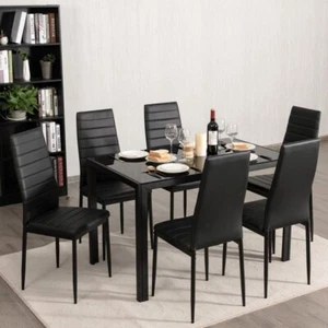6Pieces Ergonomic High Backrest Dining Chairs Home Livingroom Stool Seater Unit - Picture 1 of 6