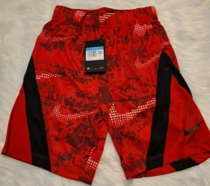 Nike Boys Shorts Dry Fit Red & Black Swoosh Size M Gym Workout Casual Sport NEW - Picture 1 of 4