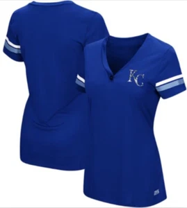 Women's Royal Kansas City Royals Plus Size Sparkling Fun Button T-Shirt Size 1X - Picture 1 of 3