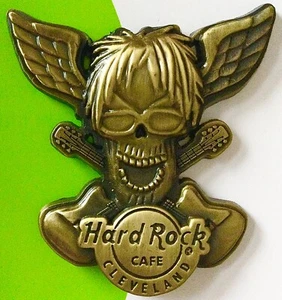 2007 HARD ROCK CAFE CLEVELAND 3D BRONZE WING SKULL SERIES ROCKER & GUITARS PIN - Picture 1 of 1