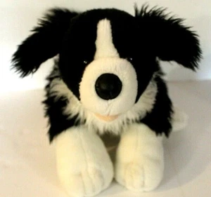 Peluche Build A Bear Collie realista blanco y negro cachorro perro 15" - Imagen 1 de 6