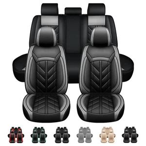 Universal 5 Seat Full Set Car Seat Cover PU Leather Cushion Protector Front Rear - Bild 1 von 28
