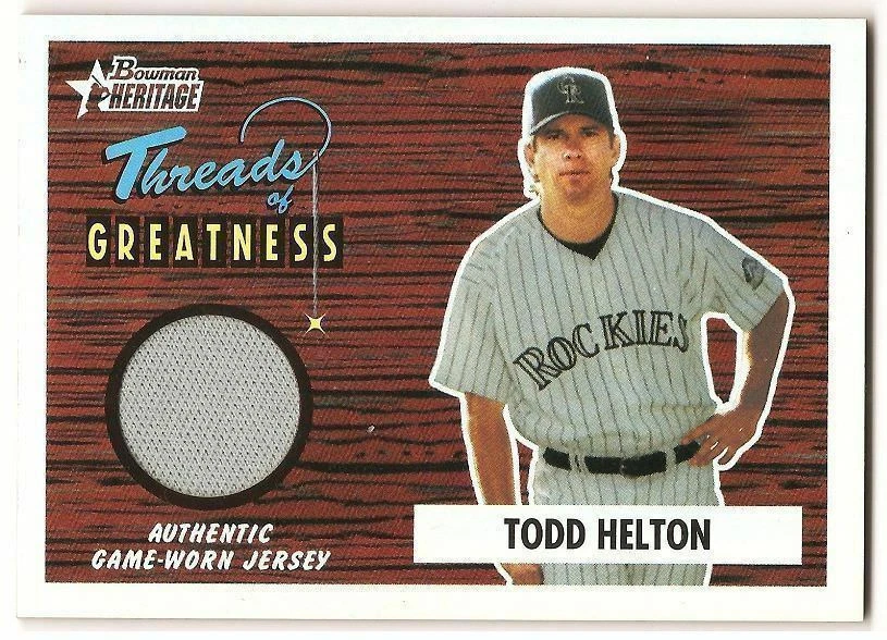 2004 Bowman Heritage Todd Helton Threads of Greatness Rockies GU Jersey TG-TH - Image 1 of 1