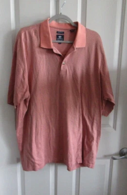 VTGPebble Beach Polo Mens XL Shirt 60's 2-Ply Mercerized Cotton Orange Geometric - Image 1 of 4