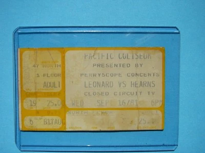 SEPT 16 1981 SUGAR RAY LEONARD THOMAS HEARNS BOXING TICKET STUB PACIFIC COLISEUM - Image 1 of 2