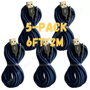 5Pack Braided USB Fast Charging Cable 6ft For iPhone 14 13 12 11 12 Charger Cord - Picture 1 of 8