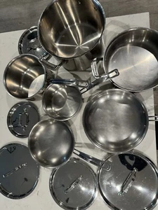 Cuisinart 10 Pc Multiclad Pro Triple Ply Stainless Steel Cookware Set pans Lids - Picture 1 of 8