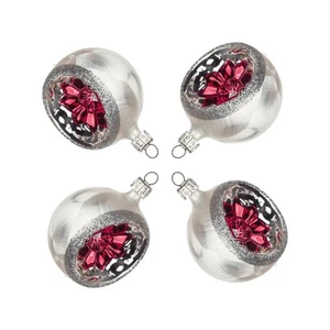 Thüringer Christbaumschmuck Reflexkugel eisweiß rot 4er-Set BxHxT 6x6x6cm NEU - Bild 1 von 1